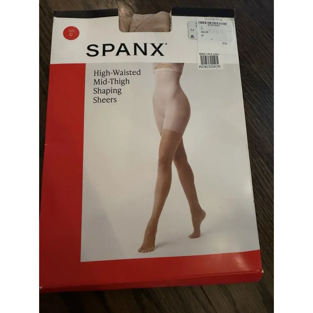 Spanx Womens High-Waisted Full Length Mid Thigh ShapingSheers Nude Sz C NEW NIB